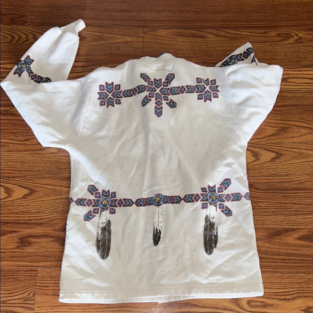 Vintage 90s Native American Unlimited Sportswear All Over Sweatshirt W/ Pockets - Picture 5 of 10